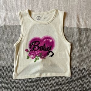 Yellow Spray Paint Crop Top “Baby”
